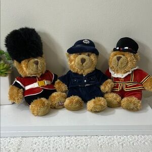 Vintage Keel Toys British Plush Teddy Bear Set - Red, Blue, Black